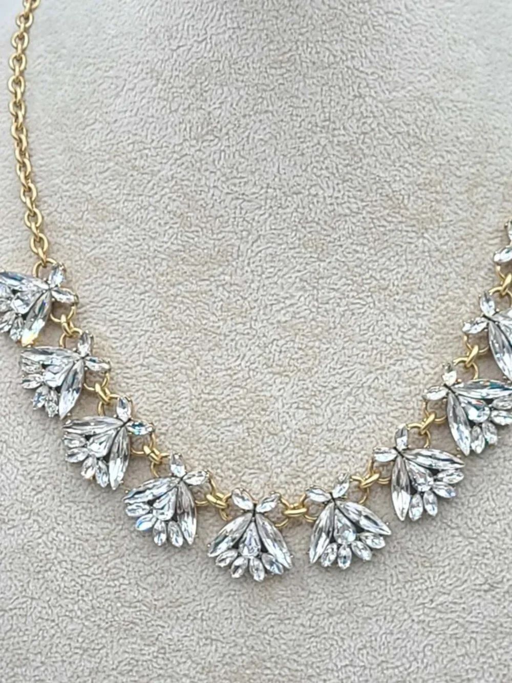 J Crew Gold Tone Clear Crystal Necklace - Picture 9 of 10